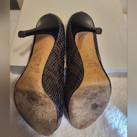Giuseppe Zanotti Black/Gray Snakeskin Platform Peep Toe Pumps Sz.10/40 MSRP $995 - Picture 8 of 9